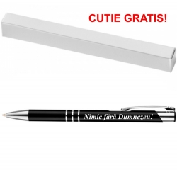 Pix metalic negru gravat, in cutie, Nimic fara Dumnezeu 